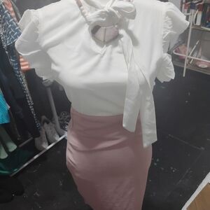 House Of Lavender High-Waist Dusty Pink Pencil Skirt — Classic Feminine Look